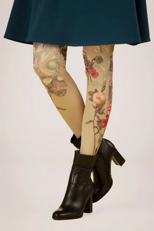 Marie Antoilette Dragées panty in beige en groen
