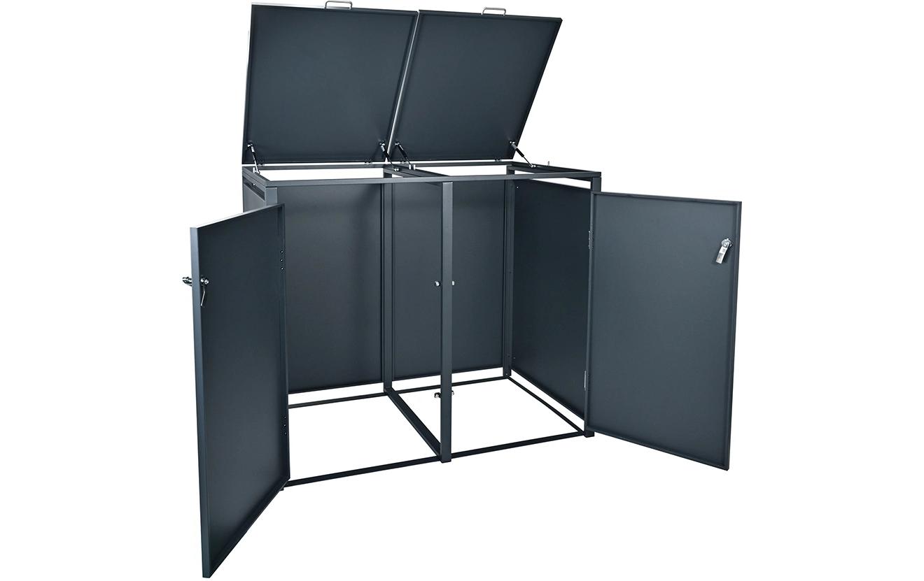 Mülltonnenbox Anthrazit<br>Abfallbehälterbox für 2 x 60 l/120 l/240 l