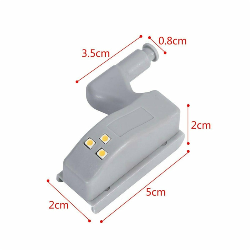 3 LED's Scharnier Licht Schrank Beleuchtung Kleiderschrank Leuchtsensor (Batteriebetrieben) - Kaltweiss