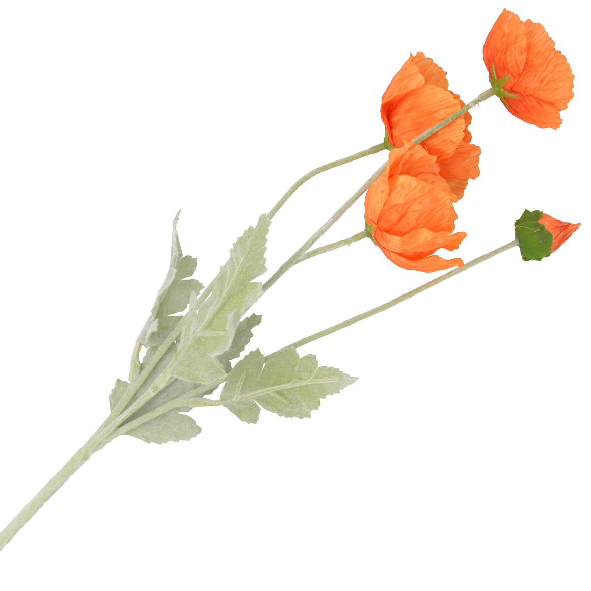 Kunstblume Mohn mit langem Stiel orangerot