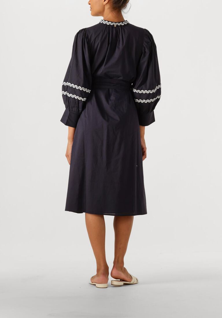 donkerblauwe antik batik midi jurk dali dress