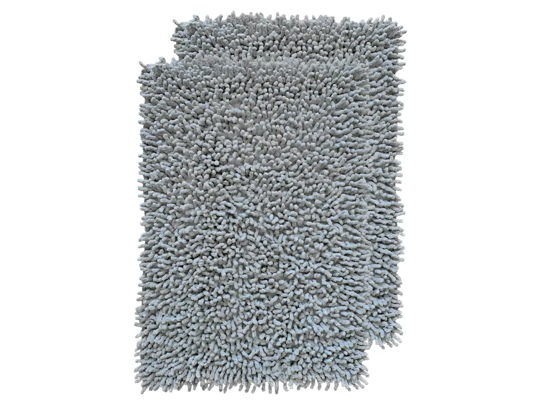 Lot 2 tapis de salle de bain 40 x 60 cm coton chenille gris - NAPOLEON