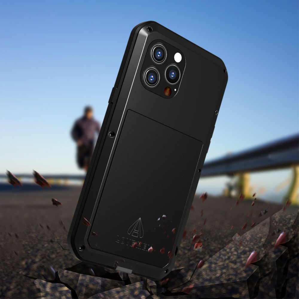 iPhone 13 Pro Silikon Metall Outdoor Case   Panzerfolie - Schwarz