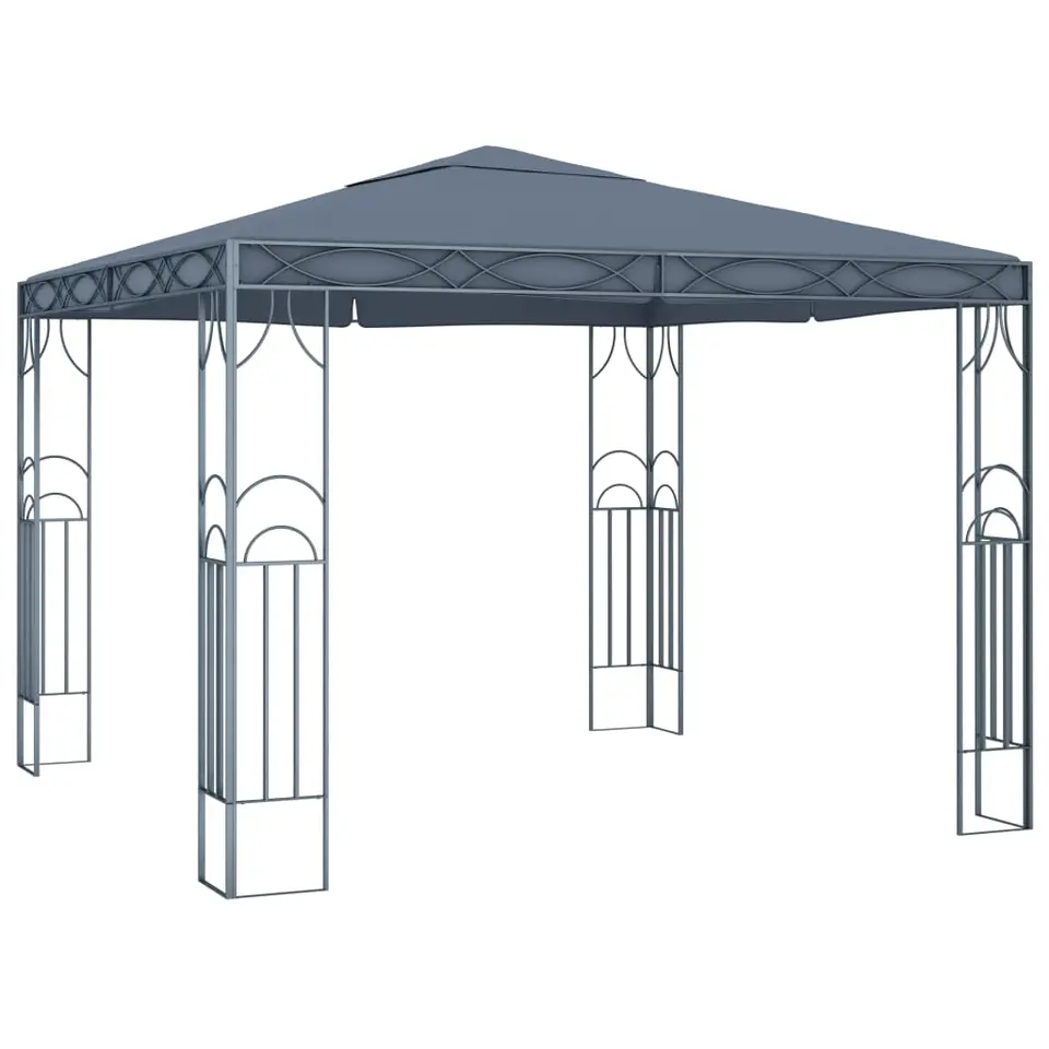 vidaXL - Prieel Met Lichtslinger - Antraciet - Stof - 300 x 300 cm