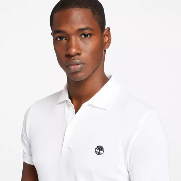 Polo stretch Merrymeeting River pour homme en blanc