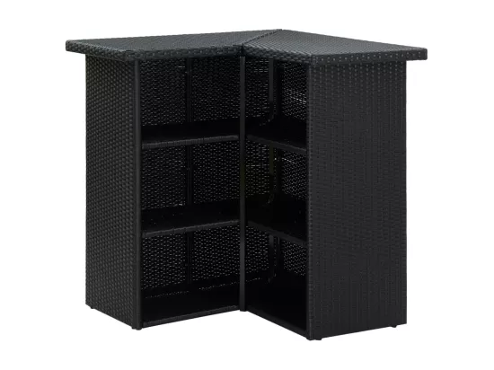 Table d'angle de bar Noir 100x50x105 cm Résine tressée