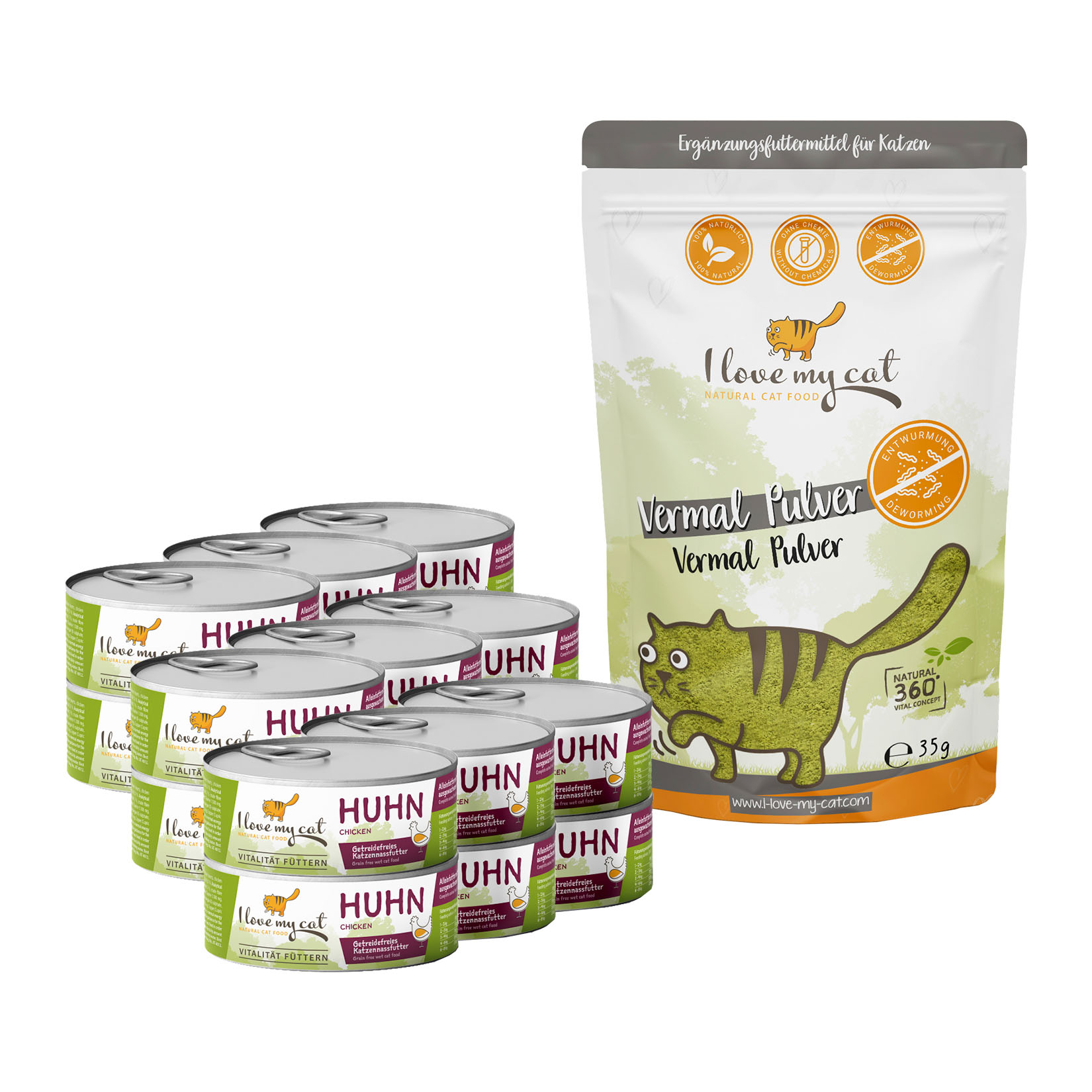 Set d'épargne pour chats avec vers