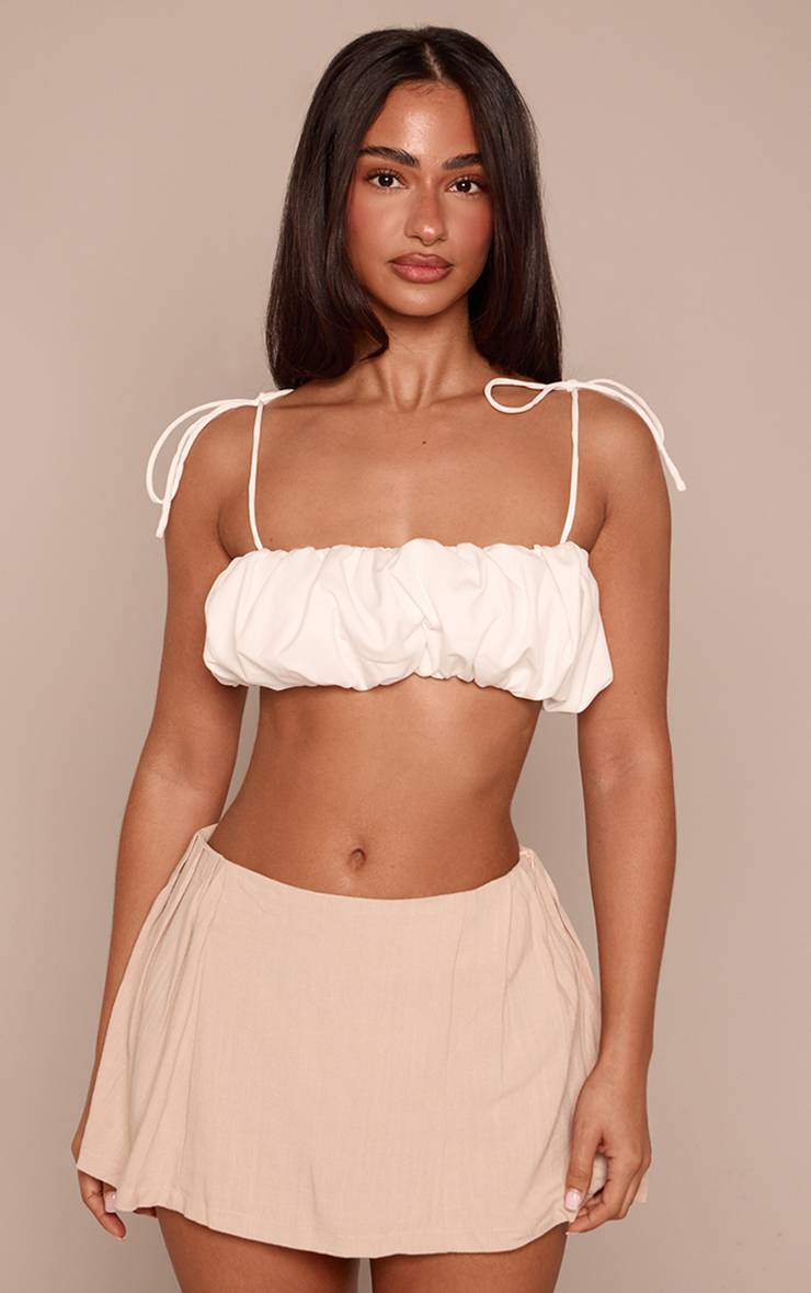 Blanc Haut Bandeau Froncé À Nouer Petite Taille