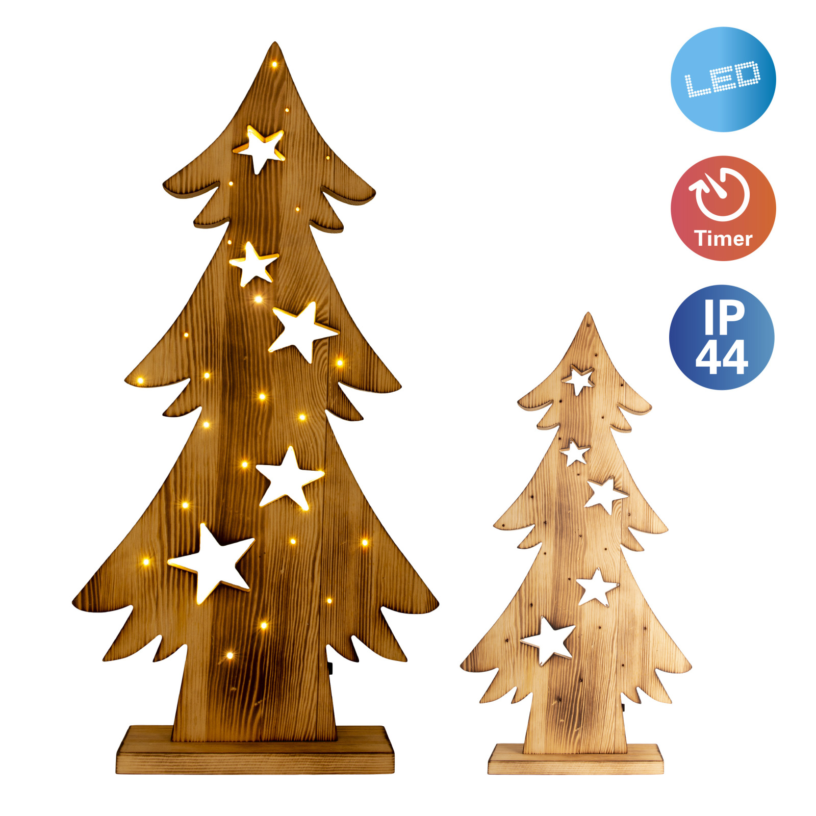 LED-Holztannenbaum - natur - 70 cm hoch