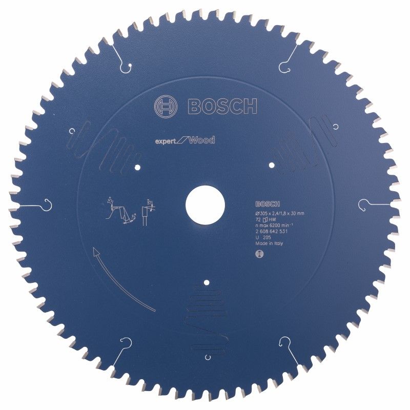Bosch 2608642531 Cirkelzaagblad Expert for Wood, 305 x 30 x 2,4 mm, 72T (1 stuks)