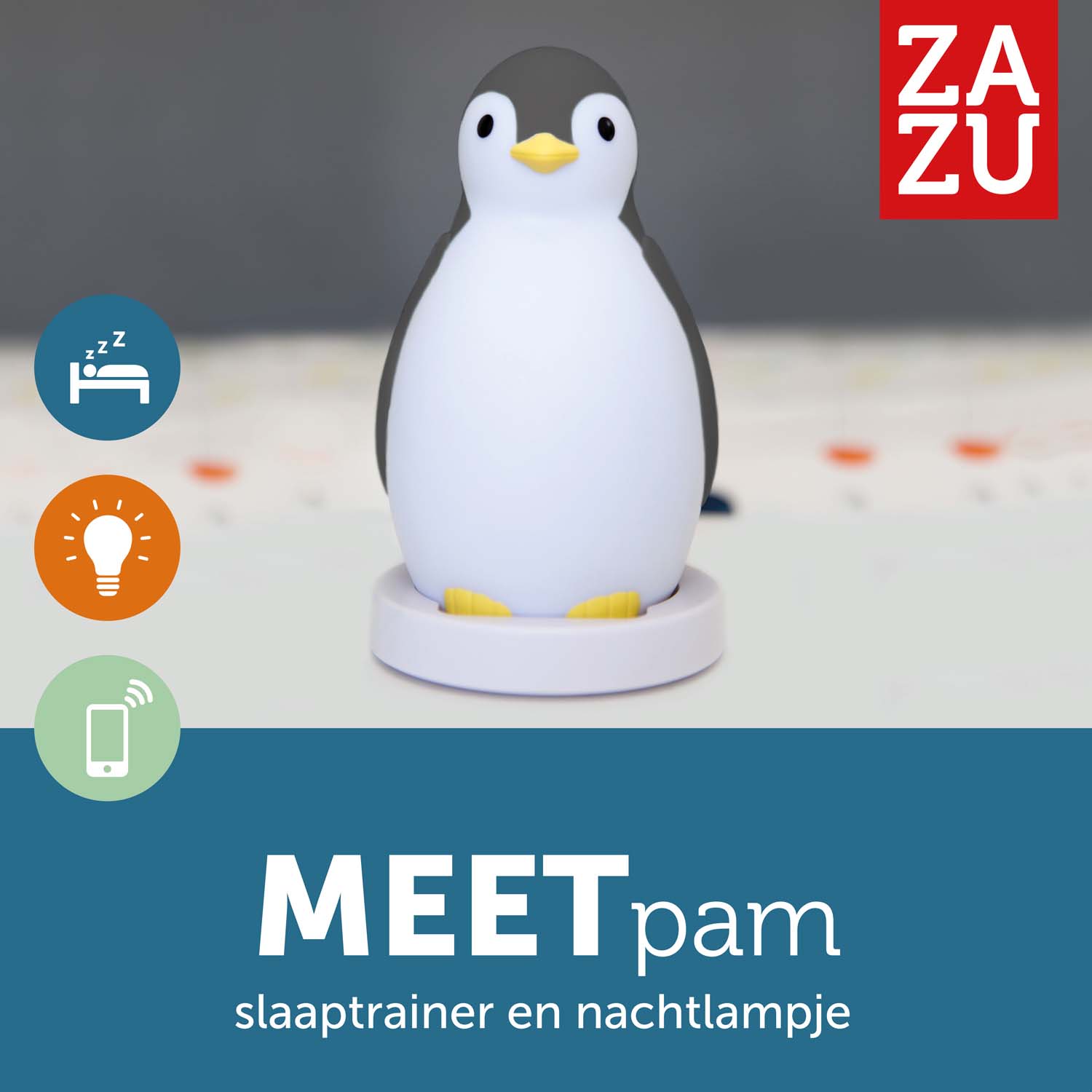 Zazu slaaptrainer nachtlamp met muziek Pam grijs grijs - slaaptrainers - Prénata