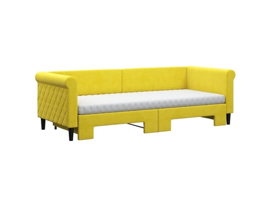 VIDAXL - Lit de jour avec lit gigogne et matelas jaune 80x200 cm velo...