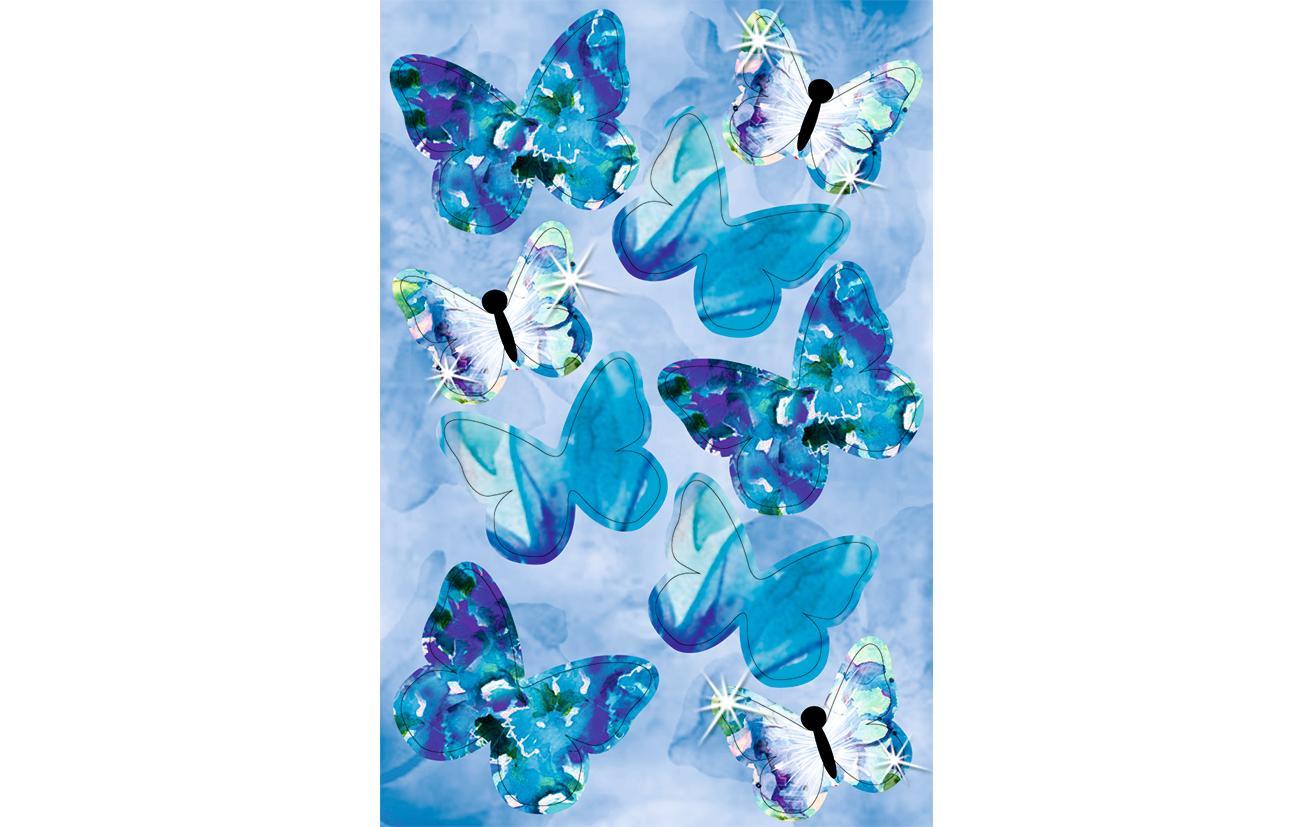 Bastelpapier Schmetterlinge, 24 StickerDeko Schmetterlinge in verscheidenen Grössen, inklusive Klebepads