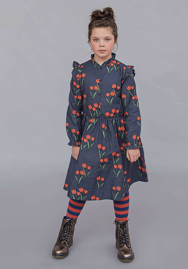 CARLIJNQ blauwe carlijnq midi jurk tulips - blouse dress