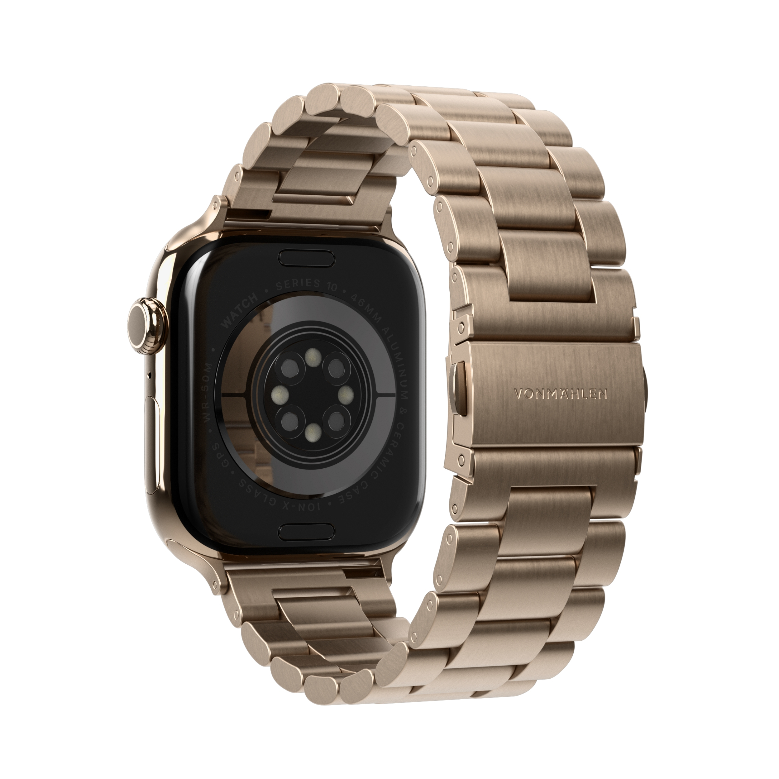 Link Bracelet 2 Apple Watch (49/46/45/44 mm) Edelstahl Gliederarmband mit Faltschliesse (AWS00204) - Sunset Gold