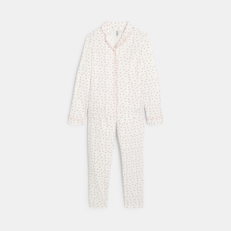 Pyjama en flanelle imprimée rose fille