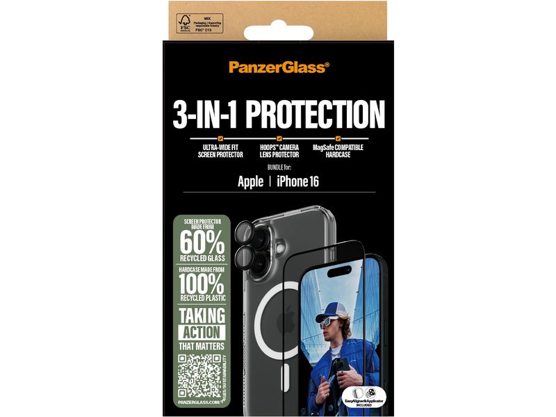Panzerglass 3-in-1 Protection Bundle iPhone 16 3-in-1 Set für das Apple iPhone 16
