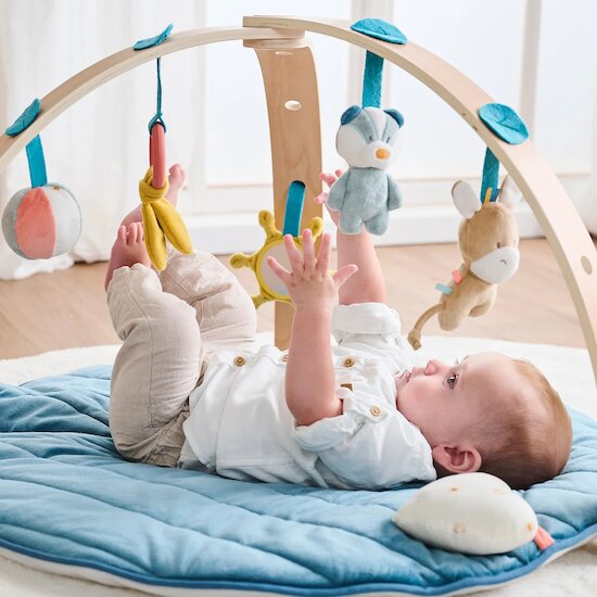 Félix et Léo Tapis d'éveil avec Arches en bois   Bleu        de               Nattou