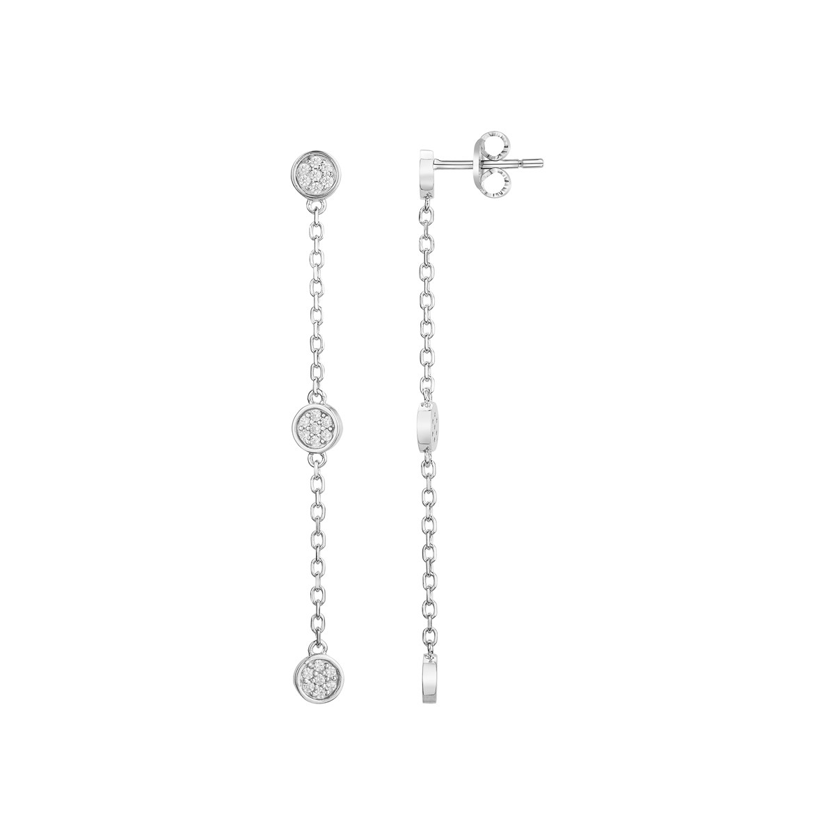 Boucles d'oreilles pendantes en Argent avec oxyde de zirconium blanc