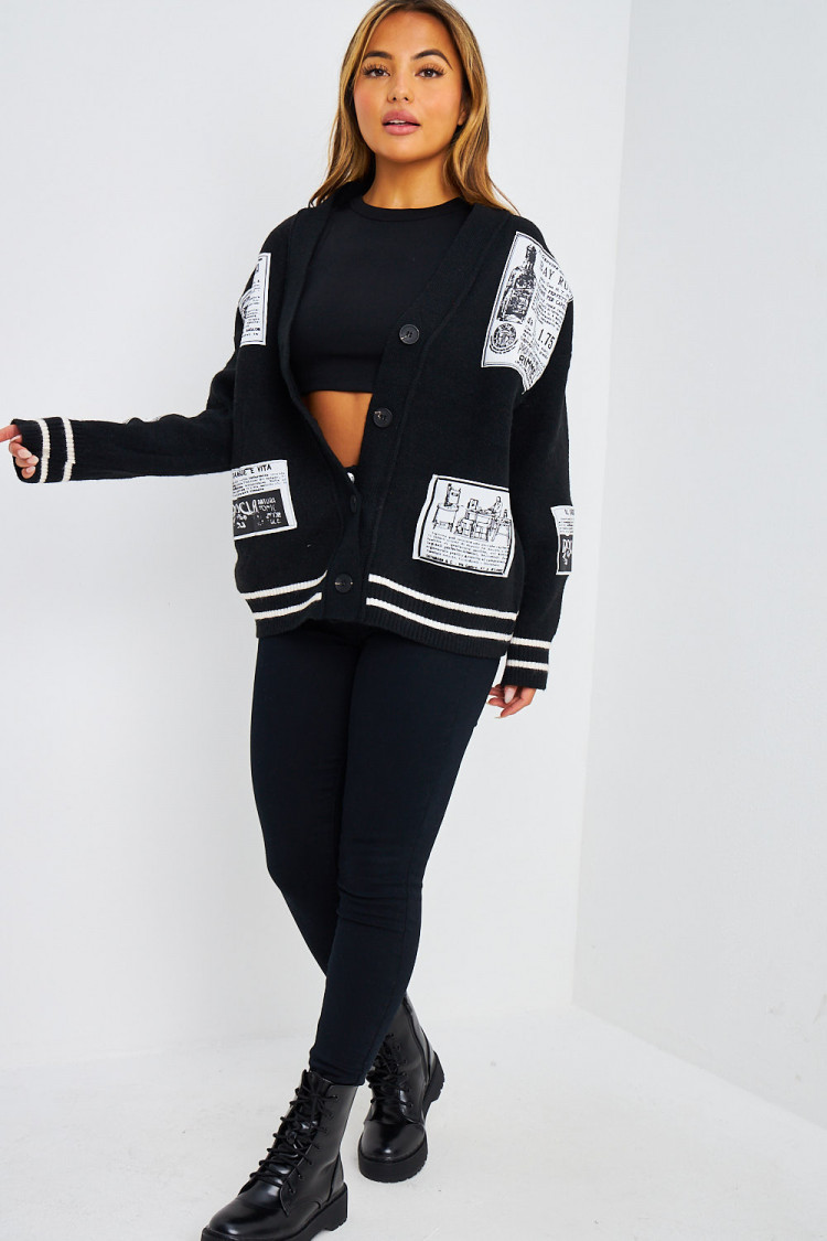 Gilet en mailles noir à patch