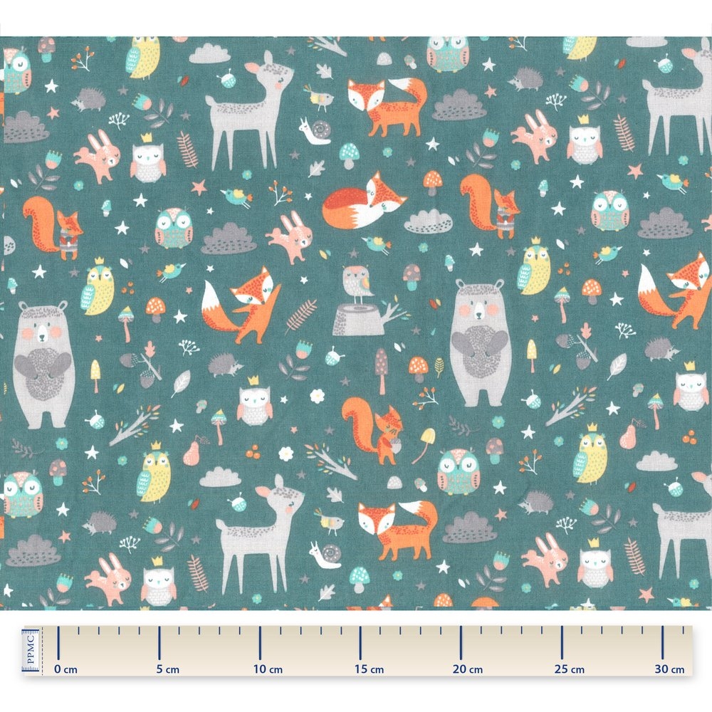 Coupon Tissu 50 Cm Animaux De La Forêt Ex1076