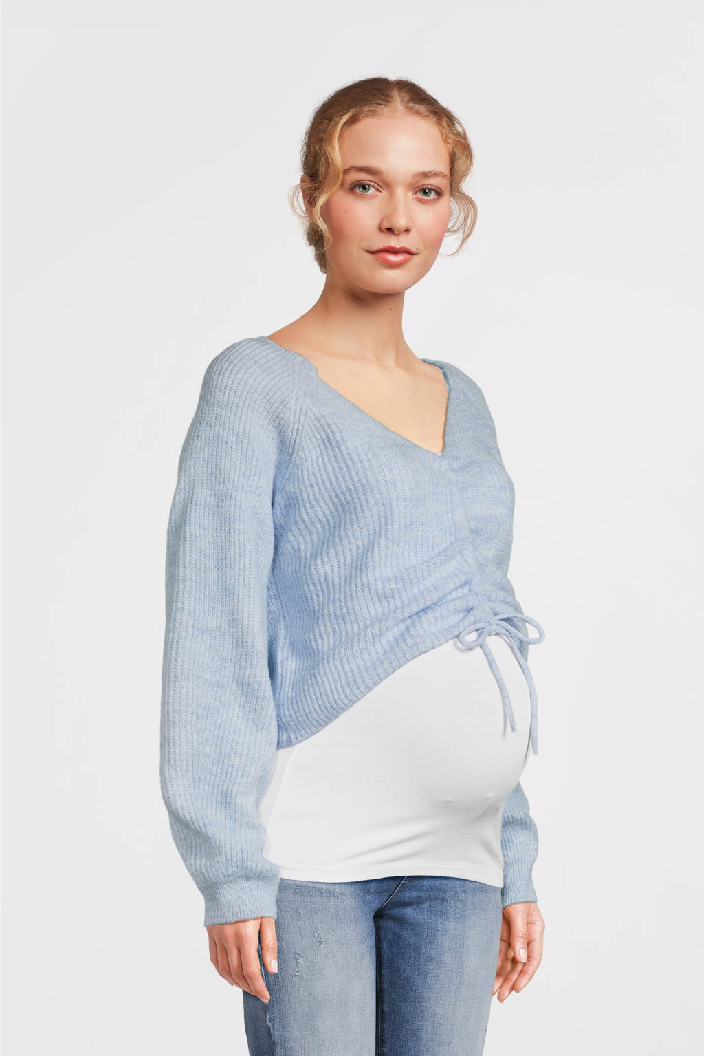 MAMALICIOUS cropped zwangerschapstrui MLVIKTORINE lichtblauw