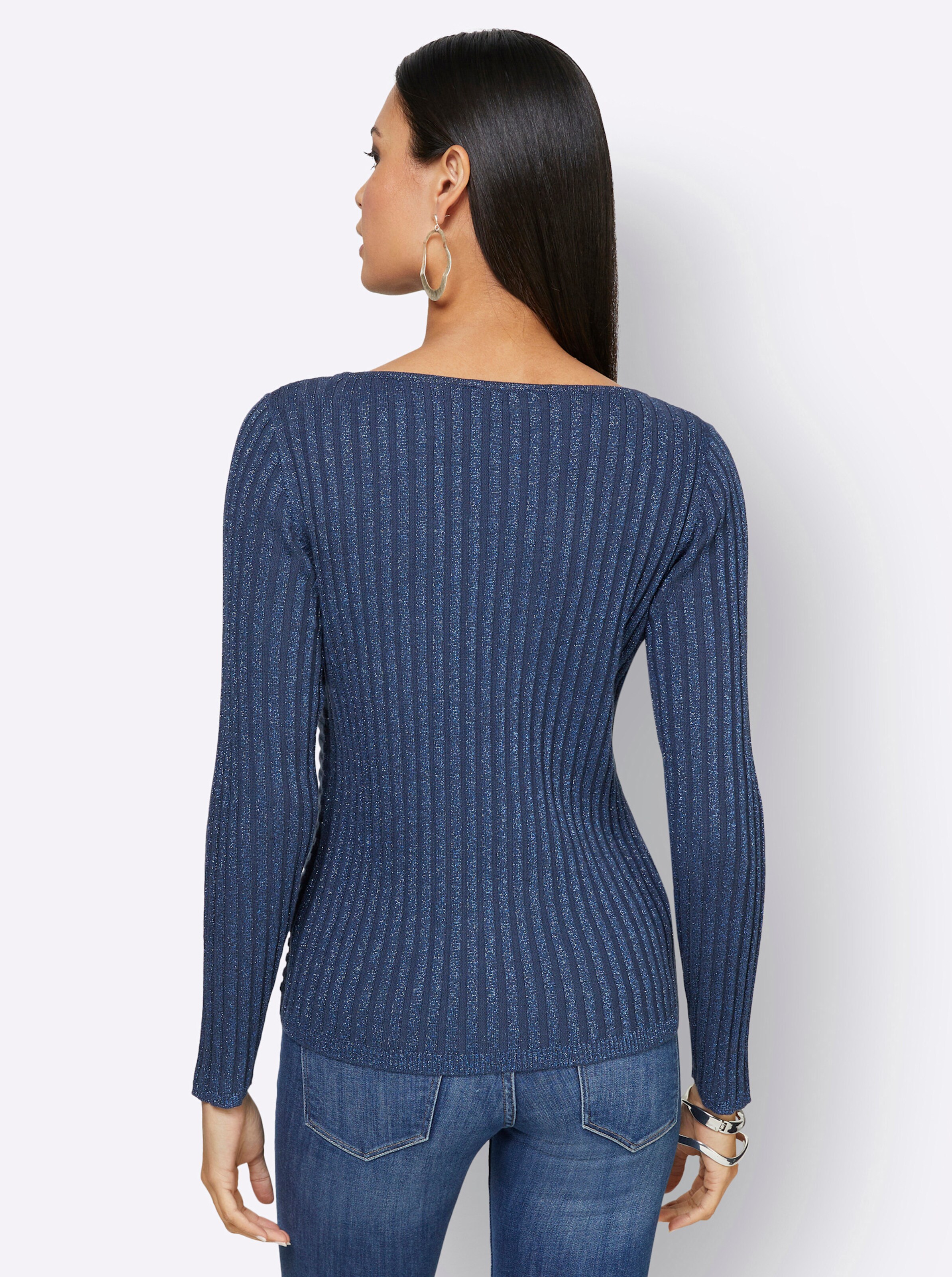 Langarm-Pullover in dunkelblau