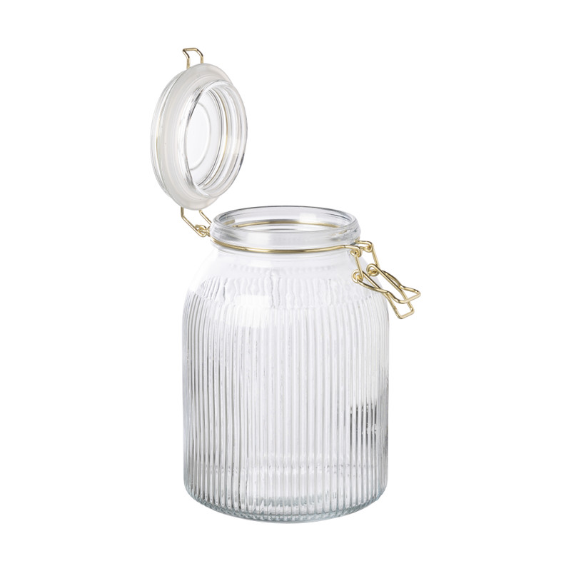 Weckpot ribbel met gouden deksel - 1.7 liter