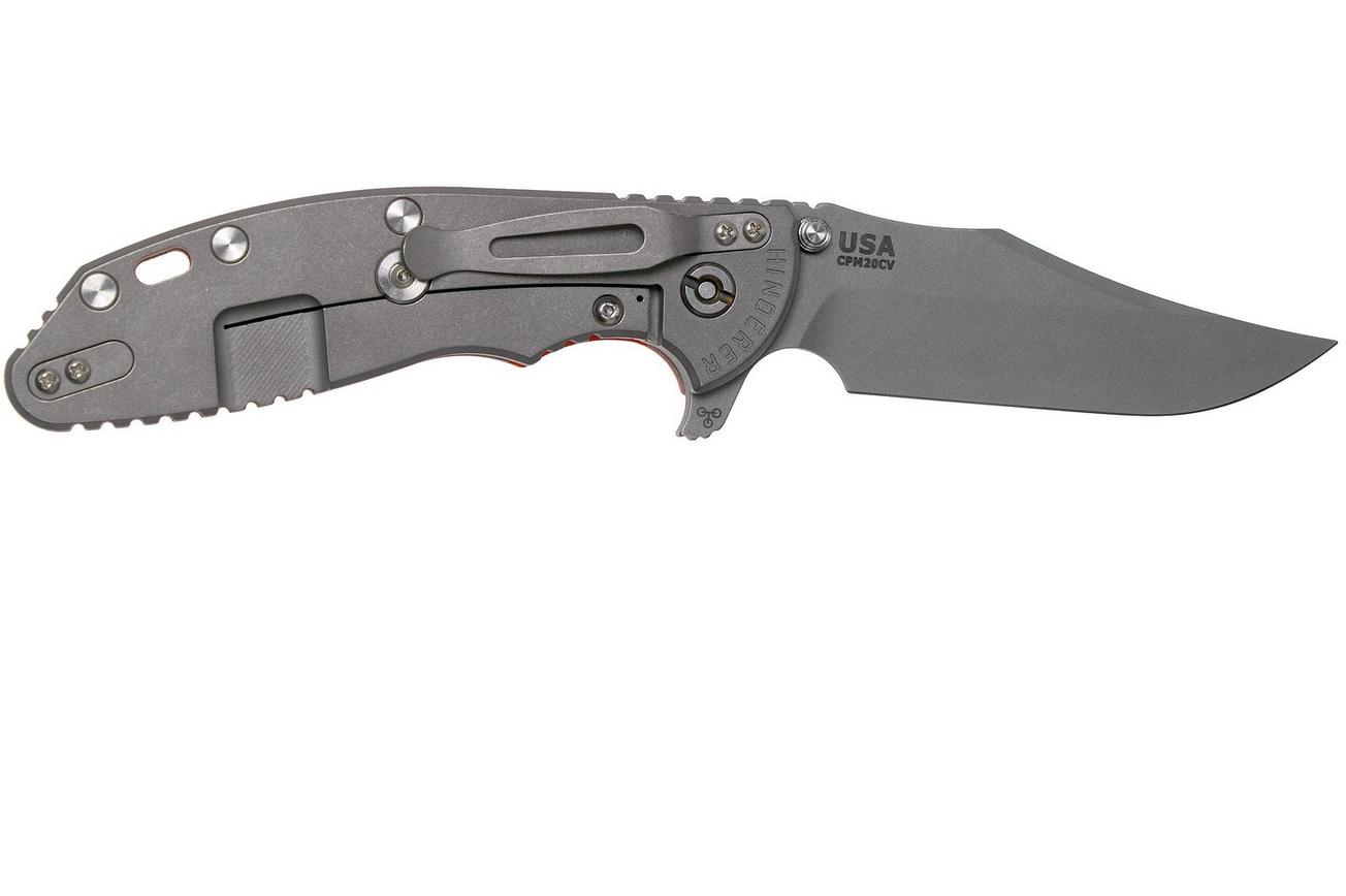 Rick Hinderer XM-24 4” Bowie, CPM 20CV, Working Finish, Orange G10 zakmes