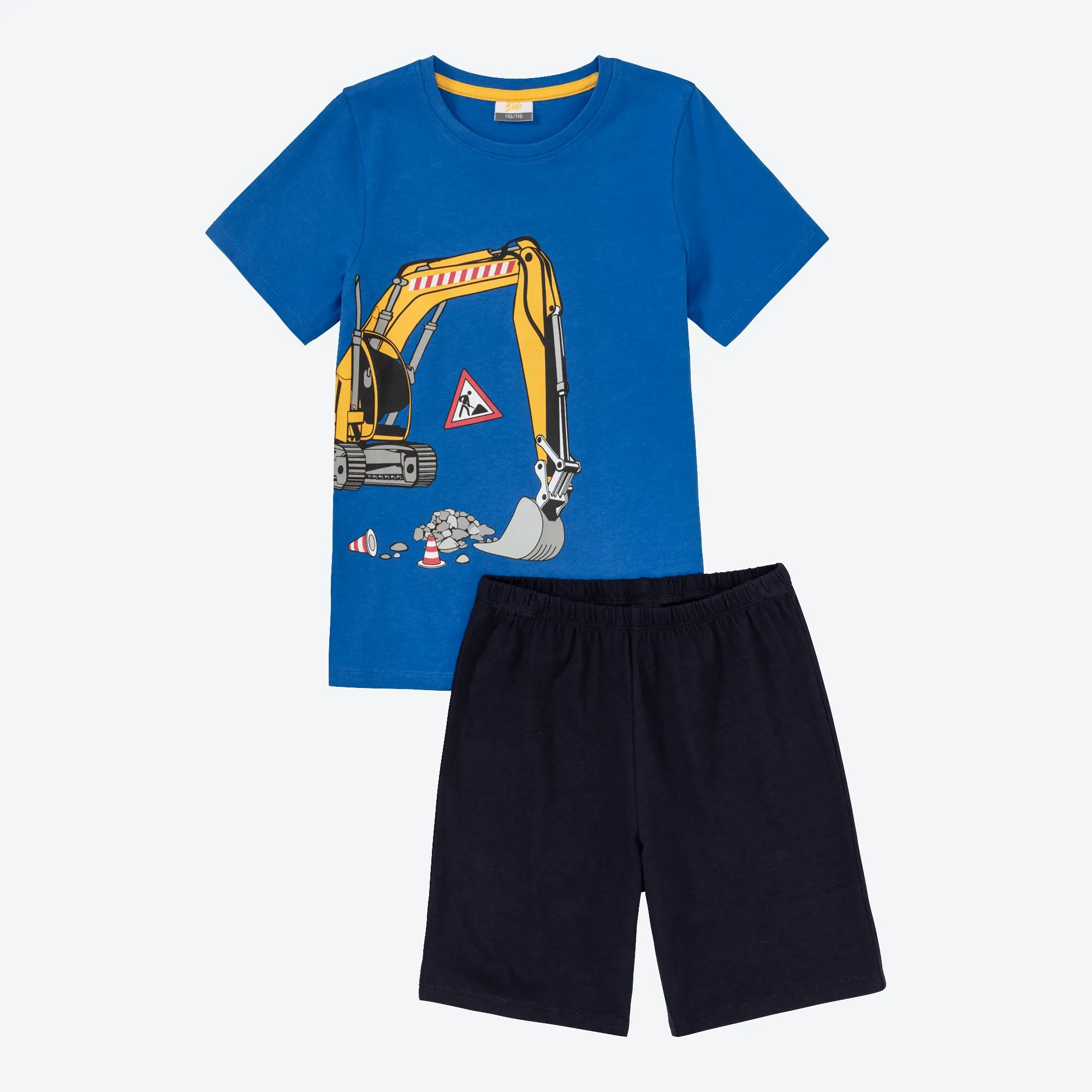 Jungen-Shorty mit Bagger-Frontaufdruck, 2-teilig