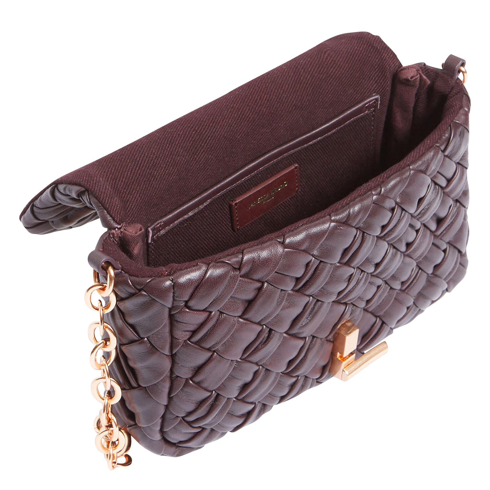 NANO MOON - Sac bandoulière en cuir tressé | Marron