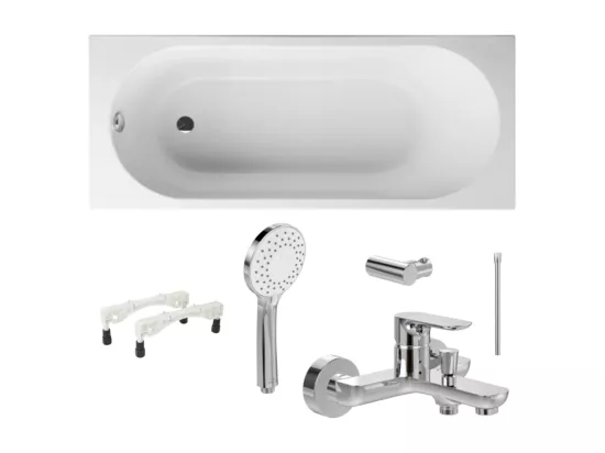 Pack baignoire 170 x 70 VILLEROY ET BOCH O Novo avec pieds et robinet