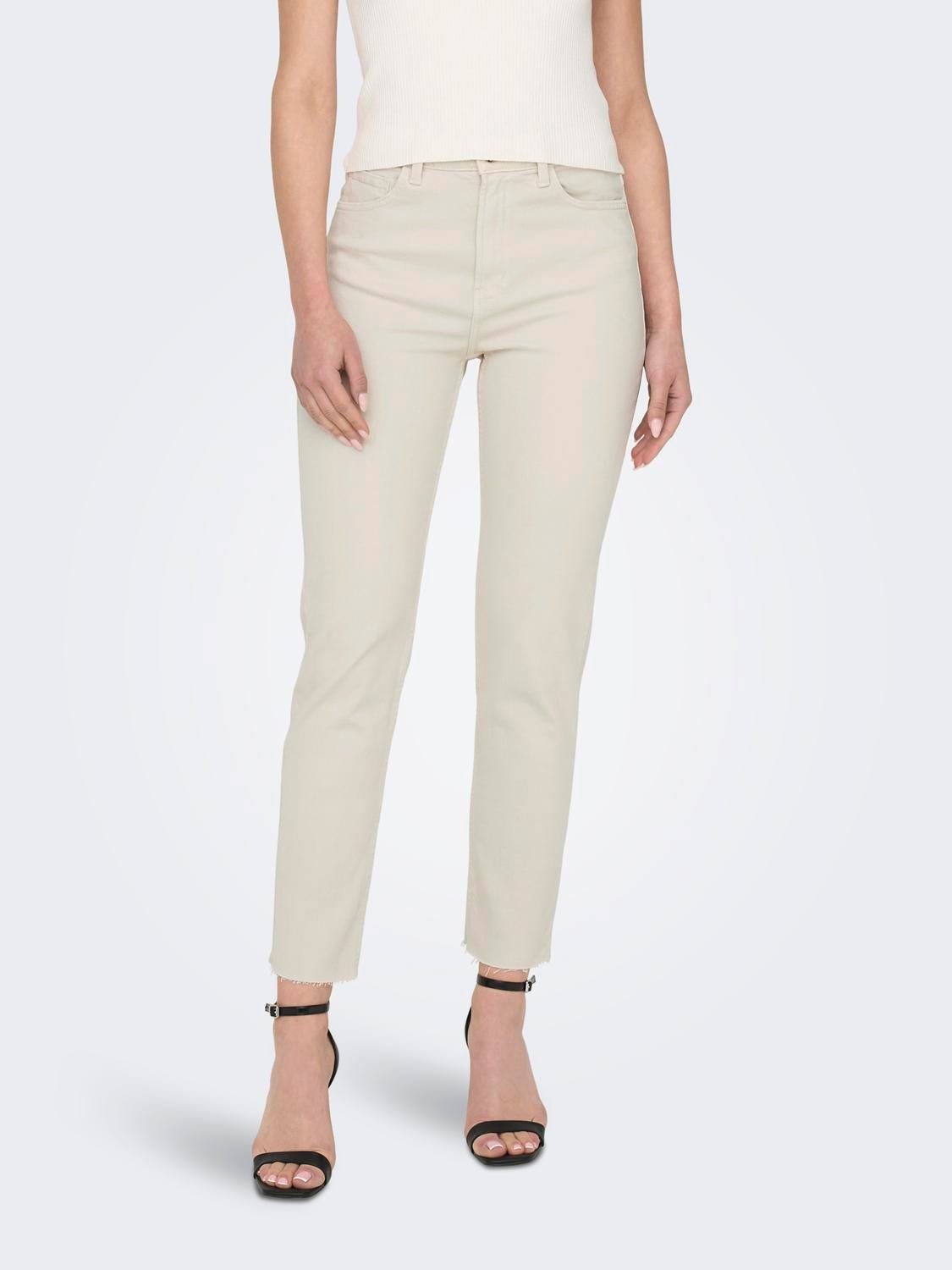 ONLEMILY Hohe Taille Gerade geschnitten Jeans Ecru