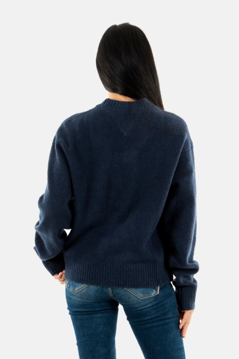 Pull hiver tommy jeans melange flag dro dark night navy melange