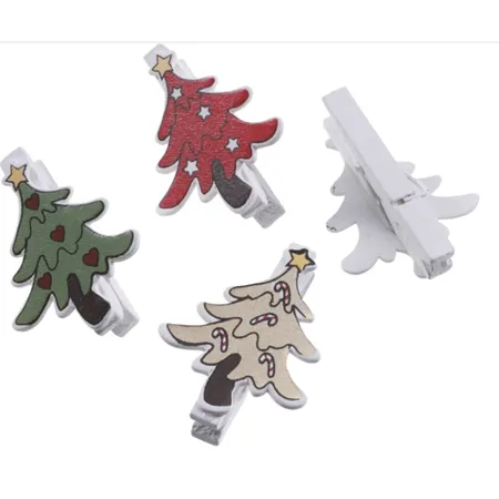 Heyda Dekorative hölzerne Weihnachtsbaumwäscheklammern