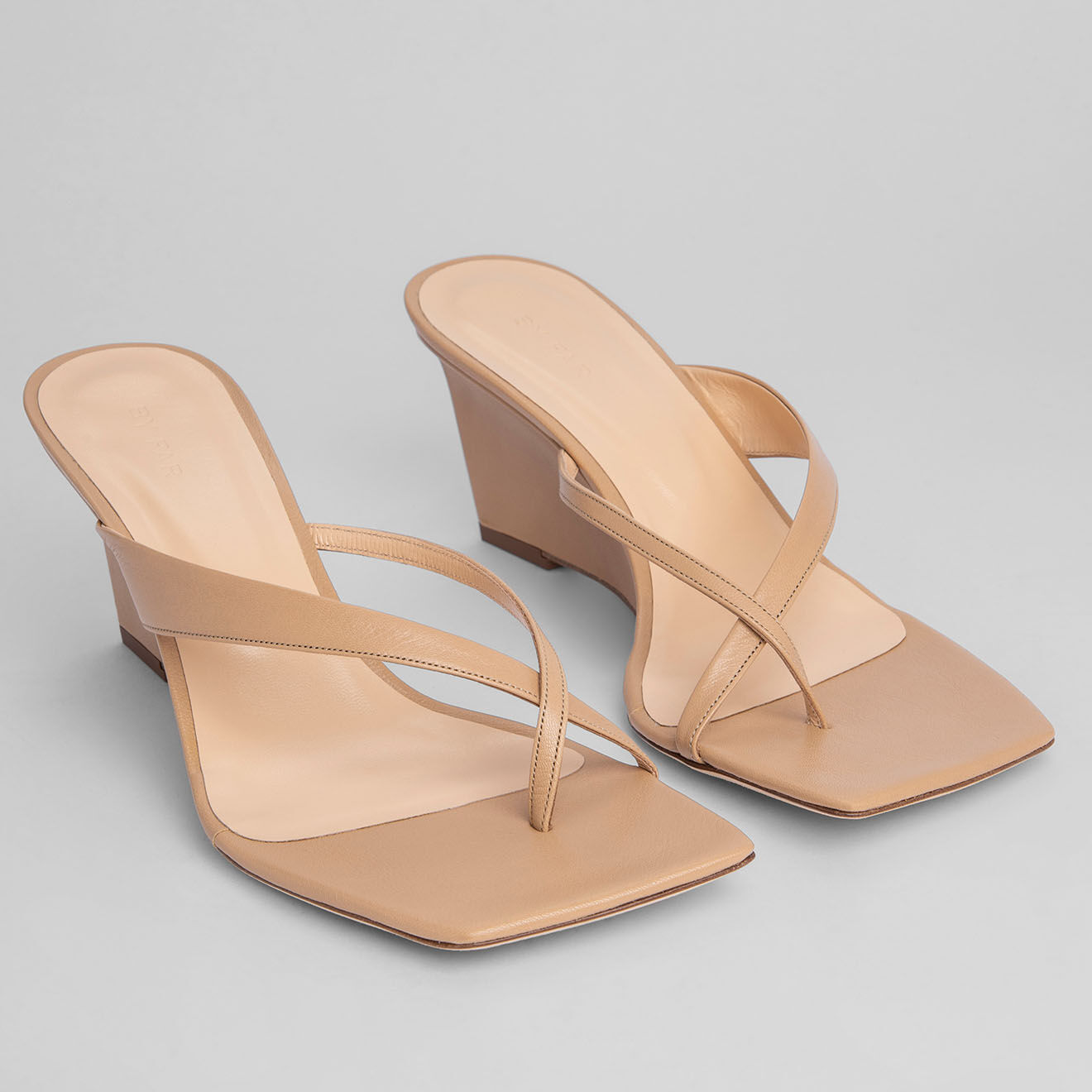 By Far Mules en Cuir Theresa nude - Talon 7 cm