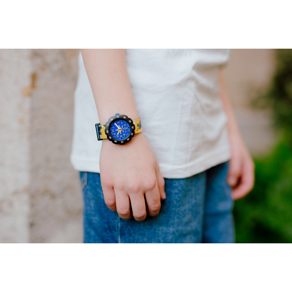 Montre FLIK FLAK Tales from the world Ninjamazing enfant plastique biosourcé bracelet PET recyclé bleu