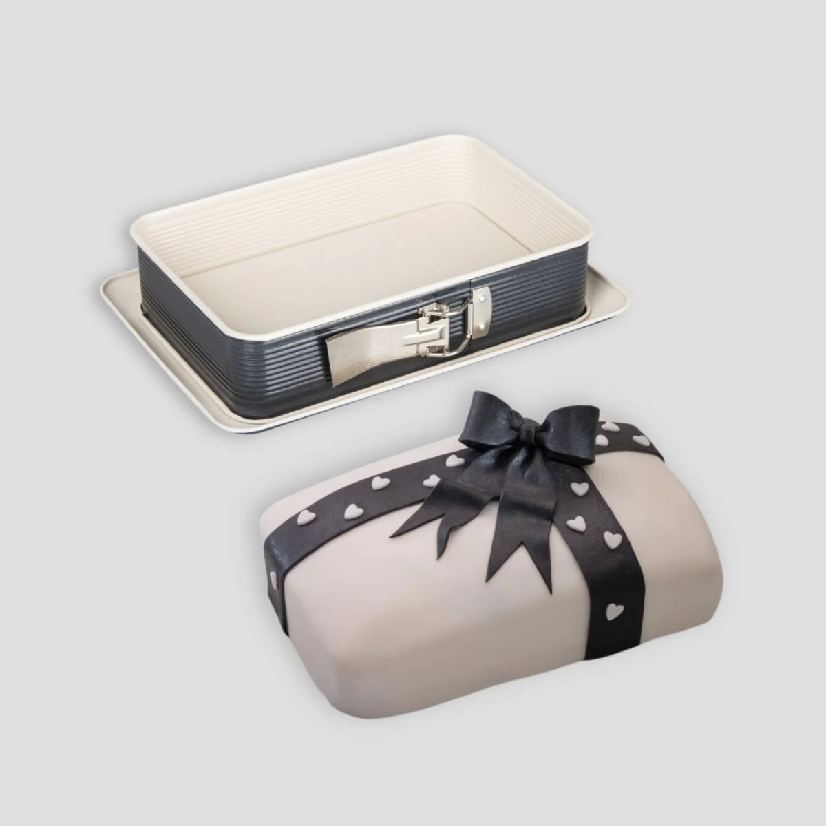 Moule à charnière rectangulaire 28 x 18 cm crème noir Smart Pastry Zen