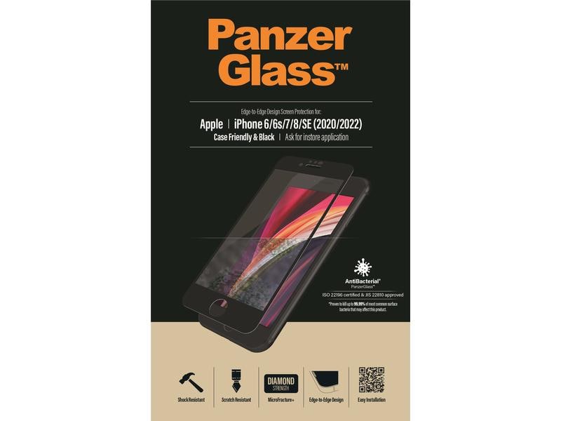Panzerglass Displayschutz Case Friendly iPhone 6/6S/7/8/SE Display-Schutzfolie für das Apple iPhone 6/iPhone 6s/iPhone 7/iPhone 8/iPhone SE (2. Gen. / 2020)/iPhone SE (3. Gen. / 2022)
