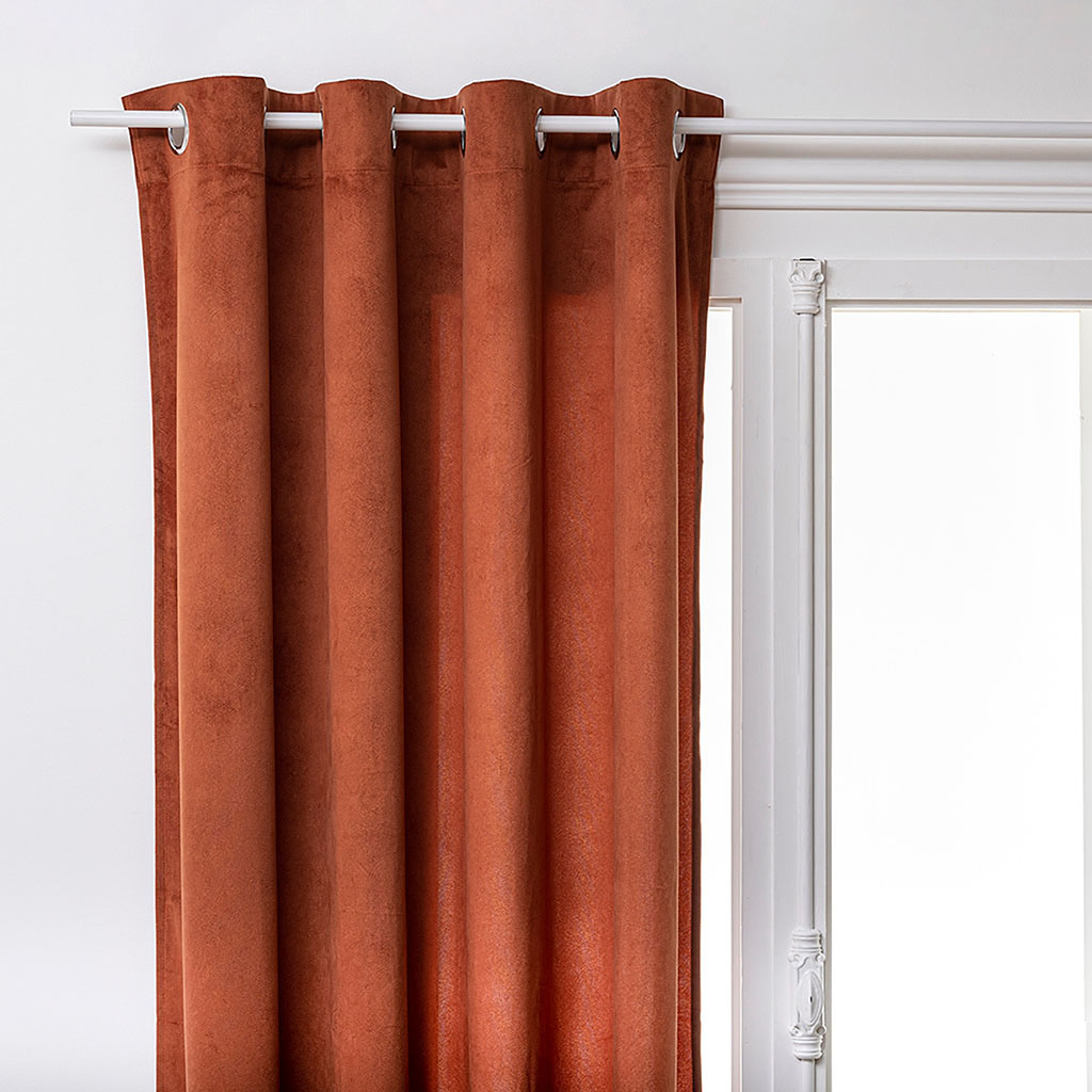 Rideau à œillets LILOU polyester terracotta 140x260cm