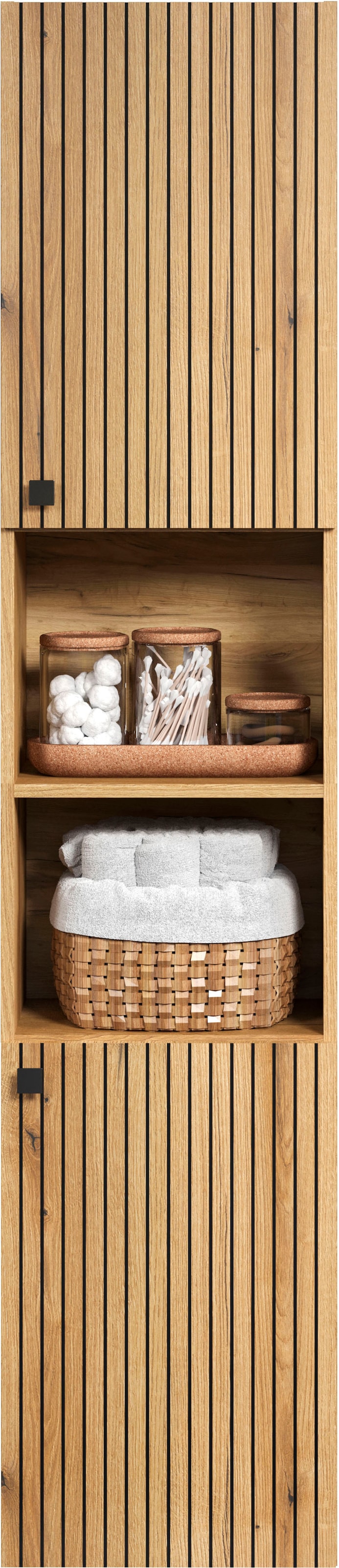 welltime Hochschrank »Amrum« 1 Stk. tlg. Badezimmerschrank mit und ohne Schublade - (B/T/H) 40-70/31/186 cm