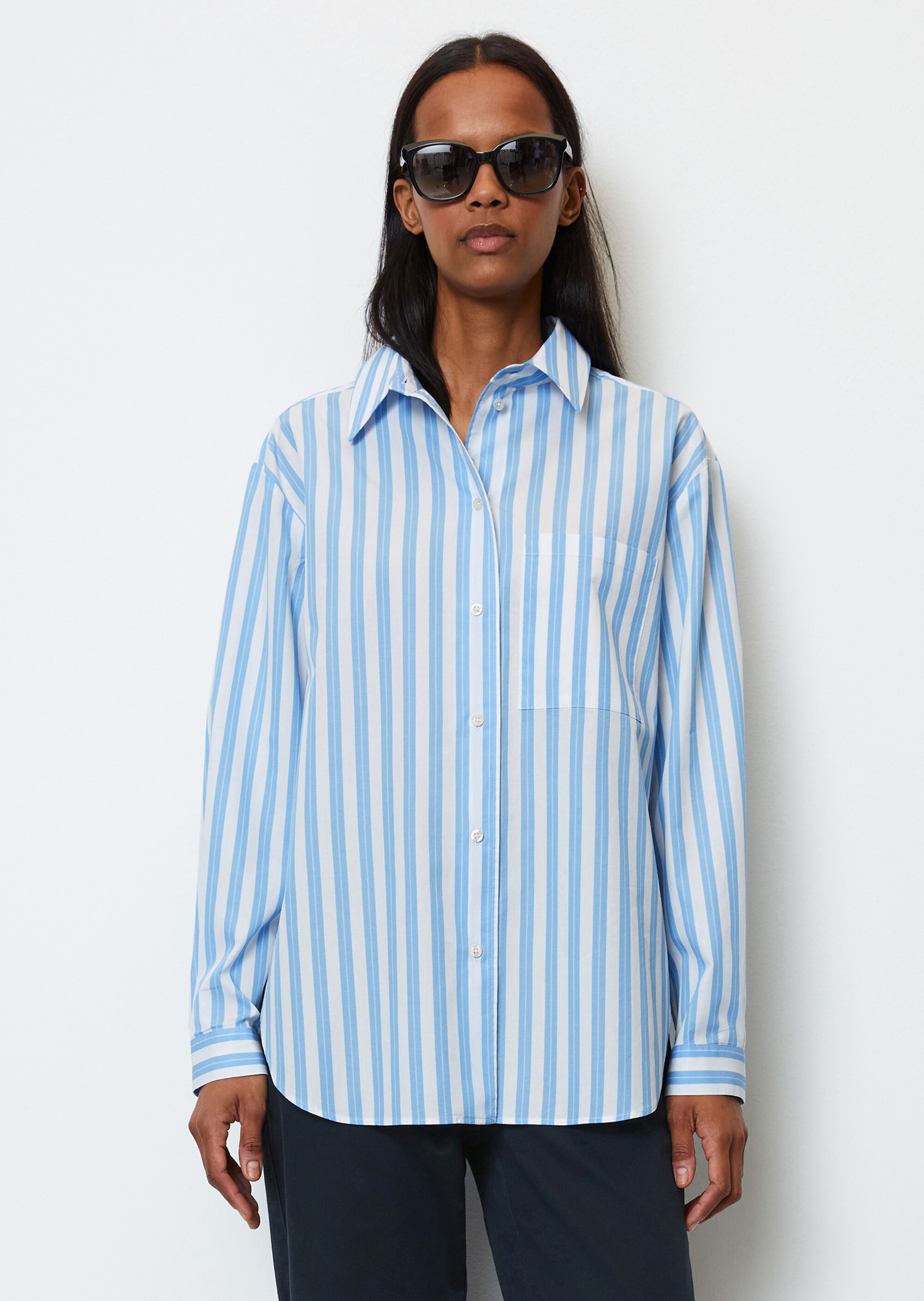 Gestreifte Boyfriend-Bluseaus reinem Organic Cotton