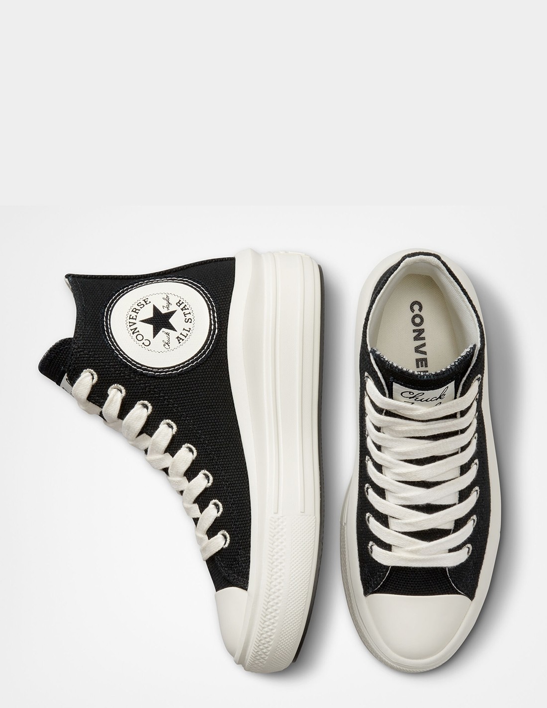 converse sneakers compensées montantes femme ctas move hi noir blanc