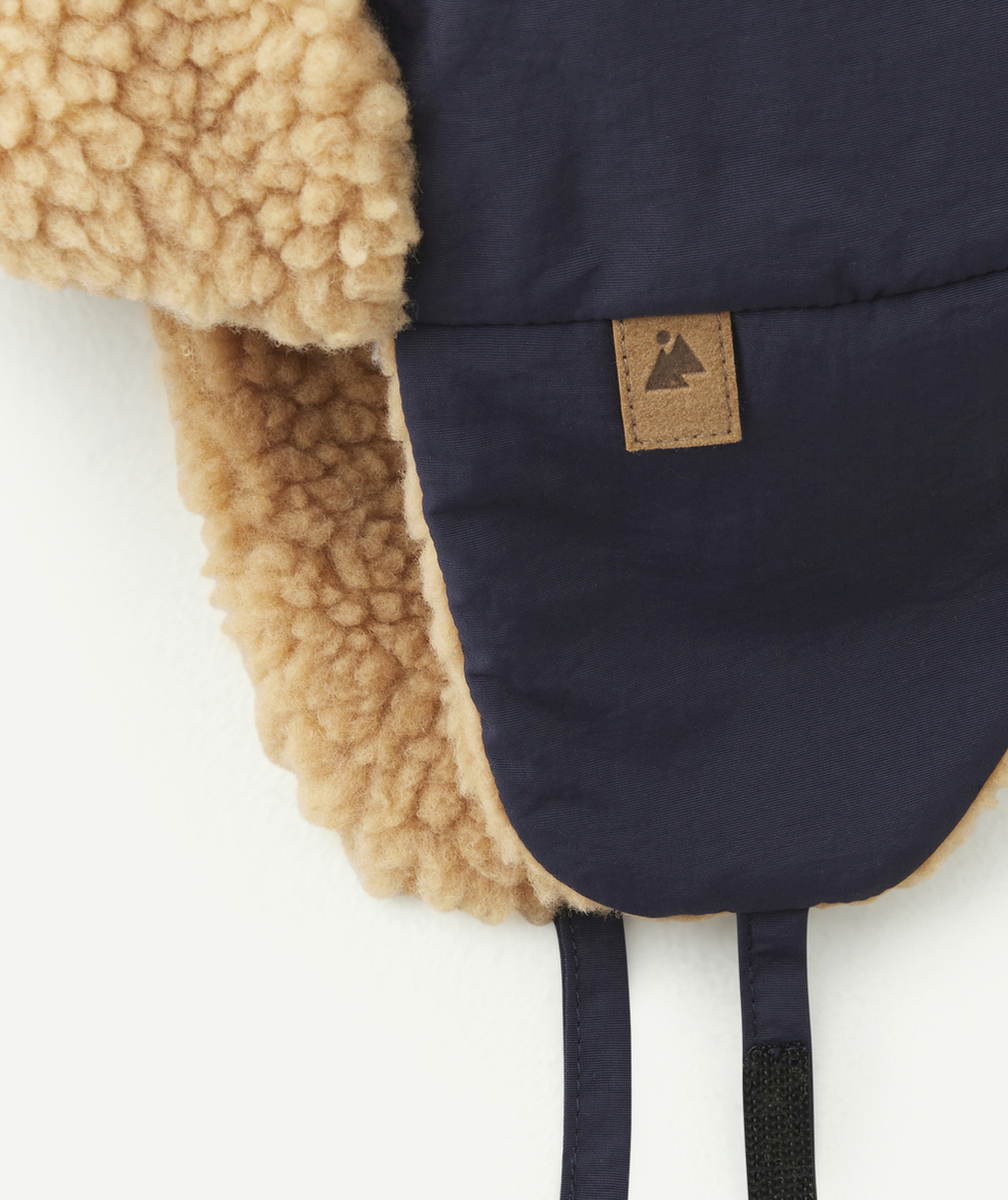 CHAPKA BÉBÉ GARÇON BLEU ET SHERPA BEIGE