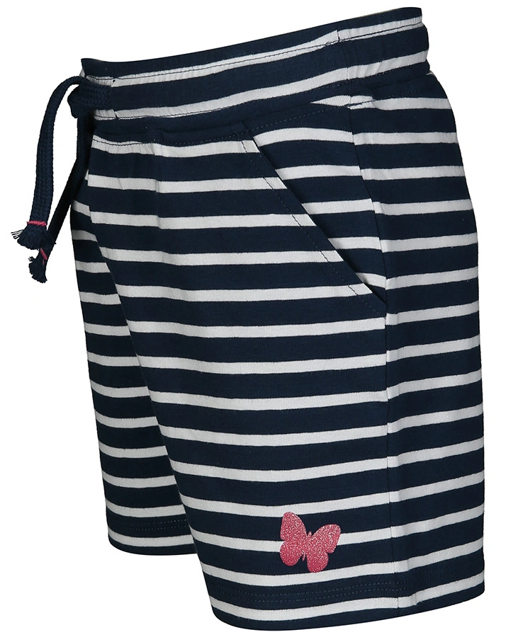 Jersey-Shorts GLITZER-SCHMETTERLING gestreift in dunkelblau/weiß