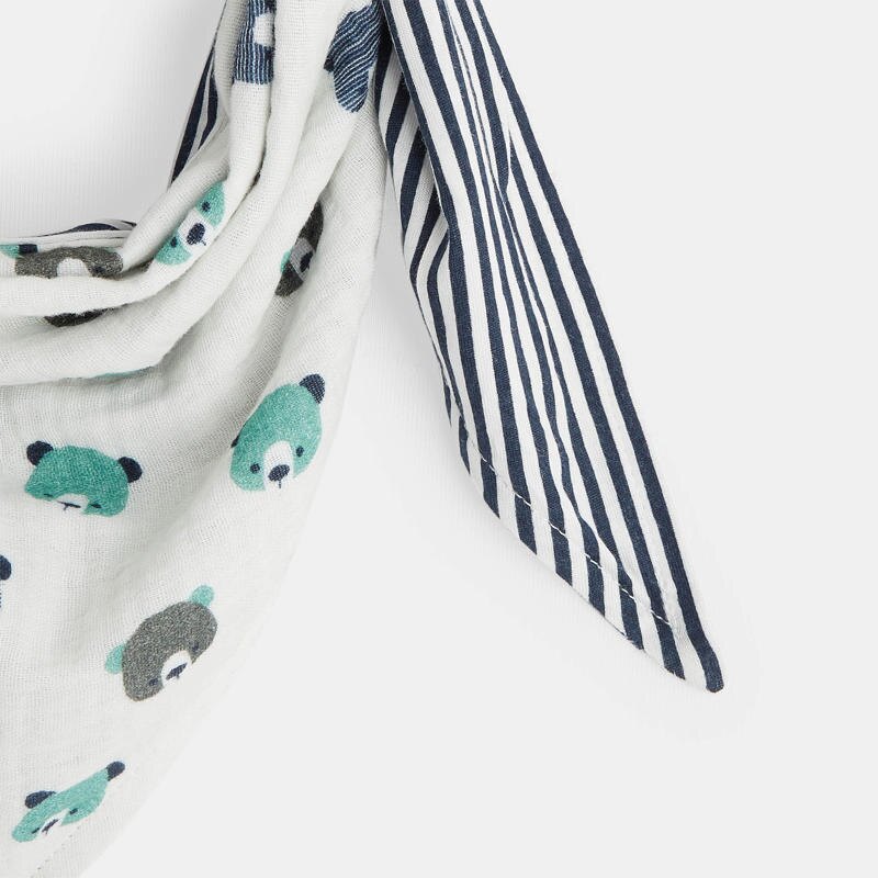 Lange triangle gaze de coton ours rayé bébé garçon Gris ou noir