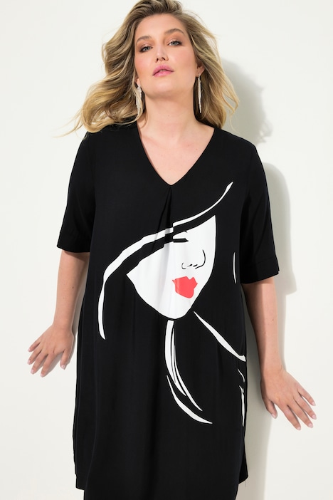 Kleid, A-Linie, Frauenkopf, Halbarm