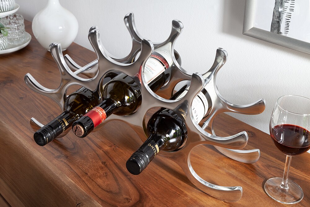 riess-ambiente Weinregal FLAME - 48cm silber für 10 Flaschen Flaschenhalter modern