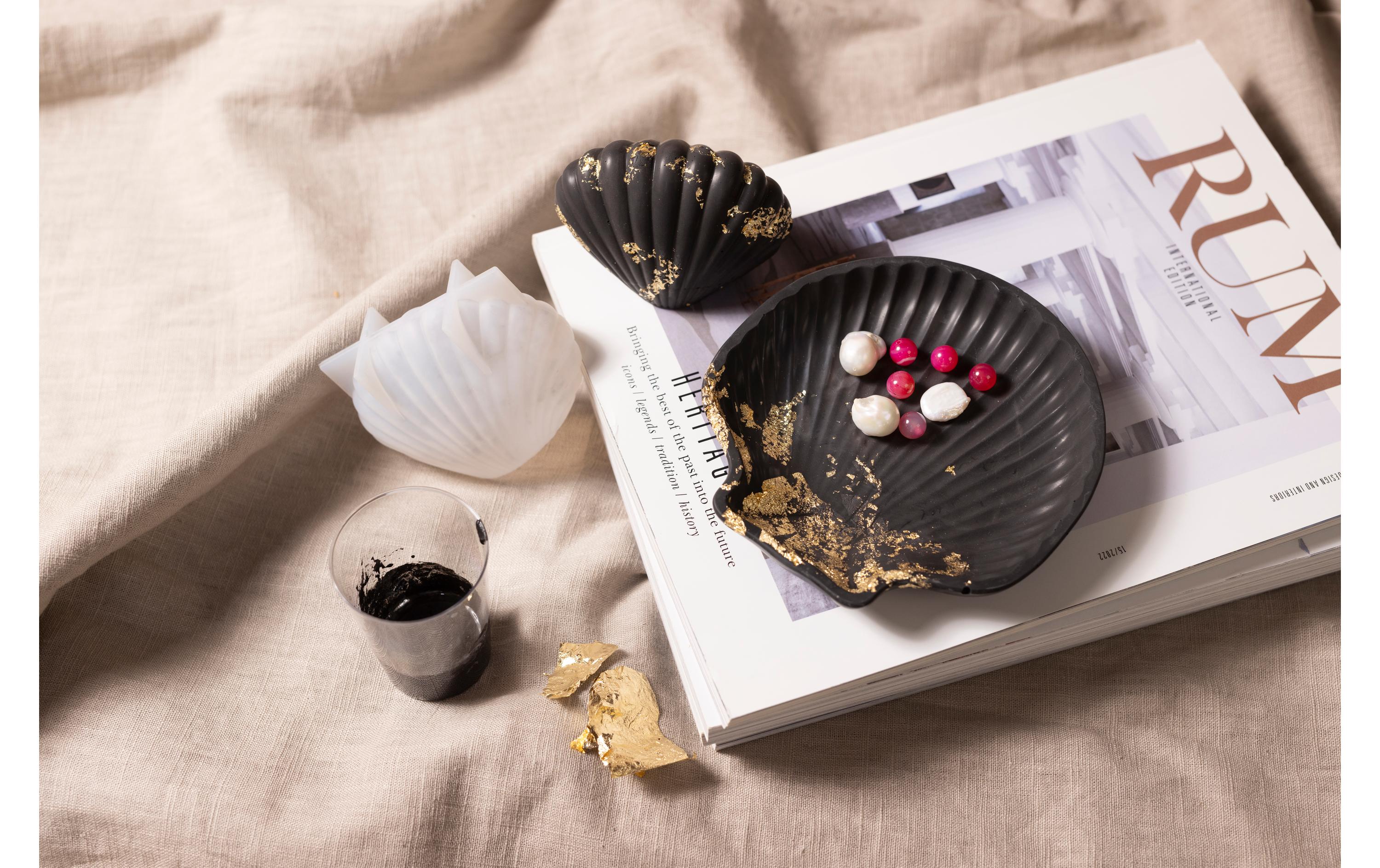 Modellier-Set Schale Muschel, Schwarz, GoldKreativ Set Harzgiessen