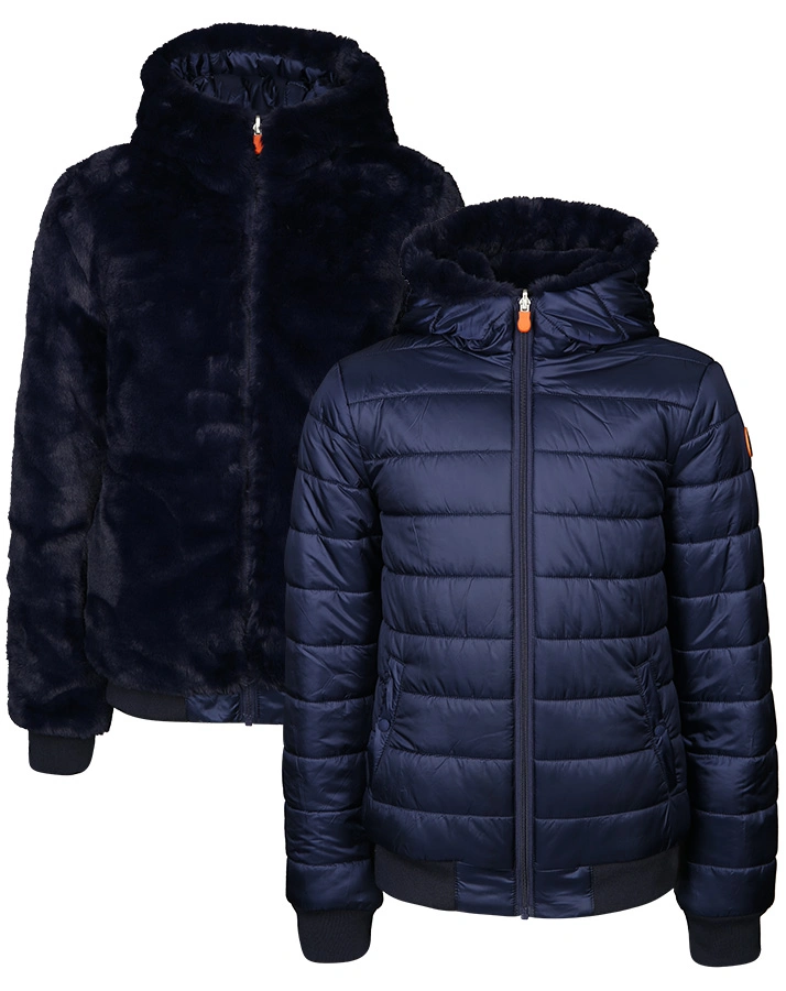 Plüsch-Steppjacke GIUBBOTTO CAPPUCCIO zum Wenden in navy
